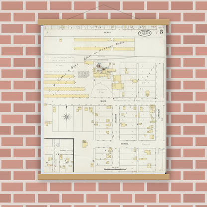 Old map wall art mockup — magnetic wood frame on brick wall — Sanborn Fire Insurance Map from Thorpe, Clark County, Wisconsin (1894), Sheet #0003