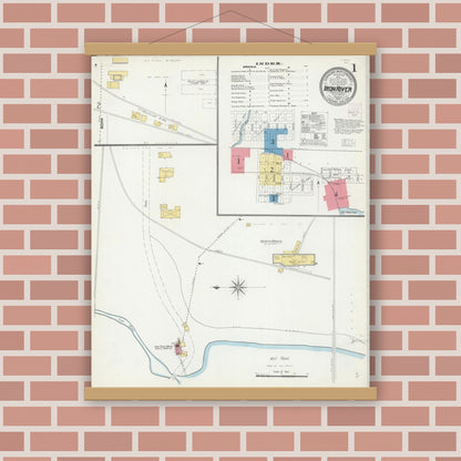 Old map wall art mockup — magnetic wood frame on brick wall — Sanborn Fire Insurance Map from Iron River, Bayfield County, Wisconsin (1904) - Complete Map Set