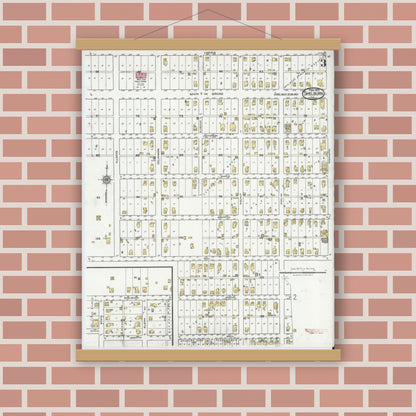 Old map wall art mockup — magnetic wood frame on brick wall — Sanborn Fire Insurance Map from Shelburn, Sullivan County, Indiana (1921), Sheet #0003