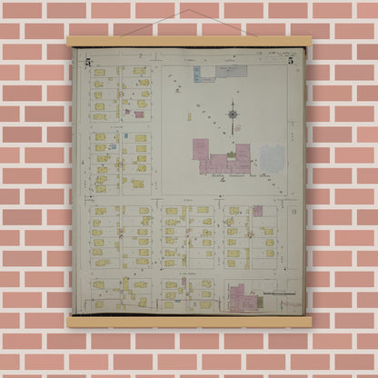 Old map wall art mockup — magnetic wood frame on brick wall — Sanborn Fire Insurance Map from Herrin, Williamson County, Illinois (1947), Sheet #0005