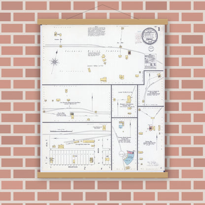 Old map wall art mockup — magnetic wood frame on brick wall — Sanborn Fire Insurance Map from Biwabik, Saint Louis County, Minnesota (1900) - Complete Map Set