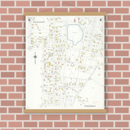 Old map wall art mockup — magnetic wood frame on brick wall — Sanborn Fire Insurance Map from Perryville, Perry County, Missouri (1938), Sheet #0006
