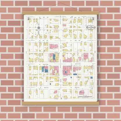 Old map wall art mockup — magnetic wood frame on brick wall — Sanborn Fire Insurance Map from West Alexandria, Preble County, Ohio (1926), Sheet #0002