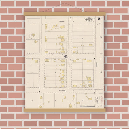 Old map wall art mockup — magnetic wood frame on brick wall — Sanborn Fire Insurance Map from King City, Monterey County, California (1919), Sheet #0002