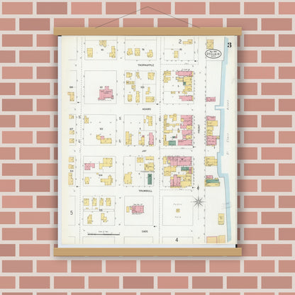 Old map wall art mockup — magnetic wood frame on brick wall — Sanborn Fire Insurance Map from Saint Clair, Saint Clair County, Michigan (1900), Sheet #0003