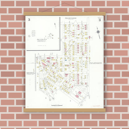 Old map wall art mockup — magnetic wood frame on brick wall — Sanborn Fire Insurance Map from Dupo, Saint Clair County, Illinois (1941), Sheet #0003