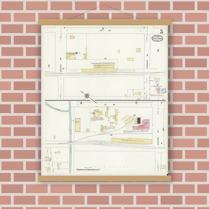 Old map wall art mockup — magnetic wood frame on brick wall — Sanborn Fire Insurance Map from Daytona, Volusia County, Florida (1912), Sheet #0005