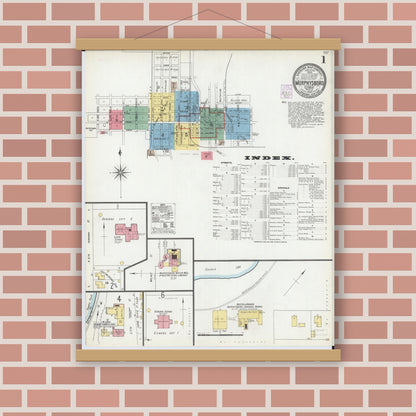 Old map wall art mockup — magnetic wood frame on brick wall — Sanborn Fire Insurance Map from Murphysboro, Jackson County, Illinois (1902) - Complete Map Set