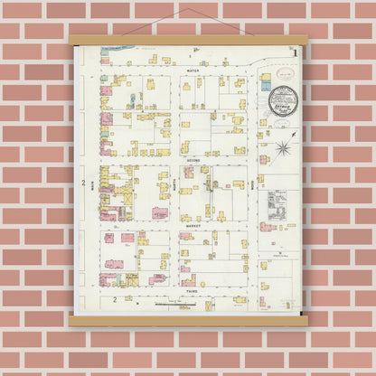Old map wall art mockup — magnetic wood frame on brick wall — Sanborn Fire Insurance Map from Batavia, Clermont County, Ohio (1898) - Complete Map Set