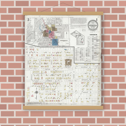 Old map wall art mockup — magnetic wood frame on brick wall — Sanborn Fire Insurance Map from Birmingham, Oakland County, Michigan (1926) - Complete Map Set