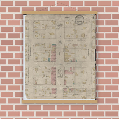 Old map wall art mockup — magnetic wood frame on brick wall — Sanborn Fire Insurance Map from Abingdon, Knox County, Illinois (1893) - Complete Map Set