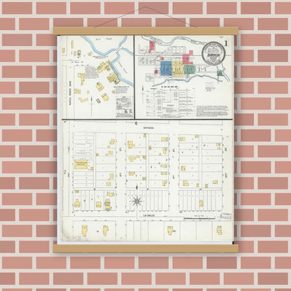 Old map wall art mockup — magnetic wood frame on brick wall — Sanborn Fire Insurance Map from Barron, Barron County, Wisconsin (1892) - Complete Map Set