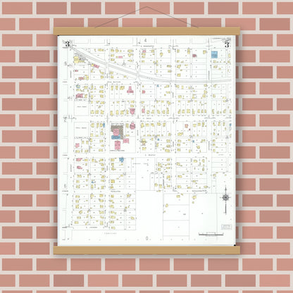 Old map wall art mockup — magnetic wood frame on brick wall — Sanborn Fire Insurance Map from Loudonville, Ashland County, Ohio (1950), Sheet #0003