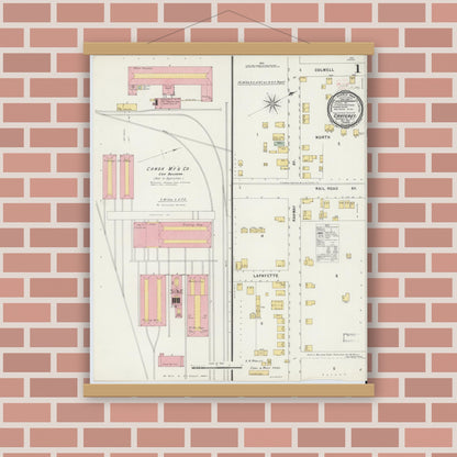 Old map wall art mockup — magnetic wood frame on brick wall — Sanborn Fire Insurance Map from Carteret, Middlesex County, New Jersey (1896) - Complete Map Set