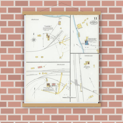Old map wall art mockup — magnetic wood frame on brick wall — Sanborn Fire Insurance Map from Negaunee, Marquette County, Michigan (1902), Sheet #0011