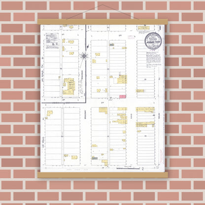 Old map wall art mockup — magnetic wood frame on brick wall — Sanborn Fire Insurance Map from Hamilton, Glenn County, California (1909) - Complete Map Set