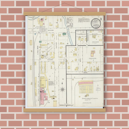 Old map wall art mockup — magnetic wood frame on brick wall — Sanborn Fire Insurance Map from Sparta, Kent County, Michigan (1894) - Complete Map Set