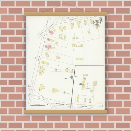 Old map wall art mockup — magnetic wood frame on brick wall — Sanborn Fire Insurance Map from Greenwich, Washington County, New York (1913), Sheet #0003