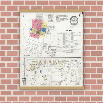 Old map wall art mockup — magnetic wood frame on brick wall — Sanborn Fire Insurance Map from Humble, Harris County, Texas (1926) - Complete Map Set