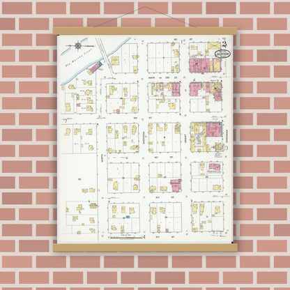 Old map wall art mockup — magnetic wood frame on brick wall — Sanborn Fire Insurance Map from Jackson, Jackson County, Minnesota (1917), Sheet #0002