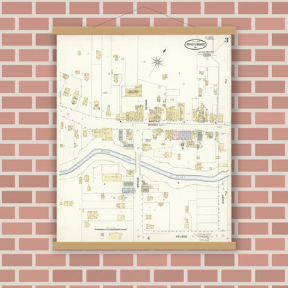 Old map wall art mockup — magnetic wood frame on brick wall — Sanborn Fire Insurance Map from Arroyo Grande, San Luis Obispo County, California (1903), Sheet #0003