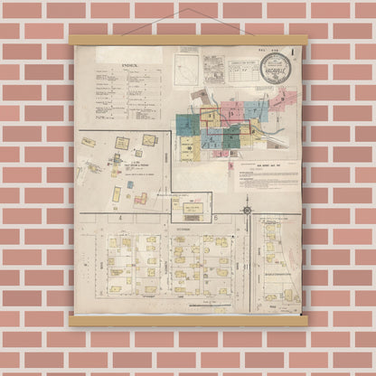 Old map wall art mockup — magnetic wood frame on brick wall — Sanborn Fire Insurance Map from Vacaville, Solano County, California (1941) - Complete Map Set