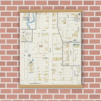 Old map wall art mockup — magnetic wood frame on brick wall — Sanborn Fire Insurance Map from Kiel, Manitowoc and Calumet Counties, Wisconsin (1894) - Complete Map Set