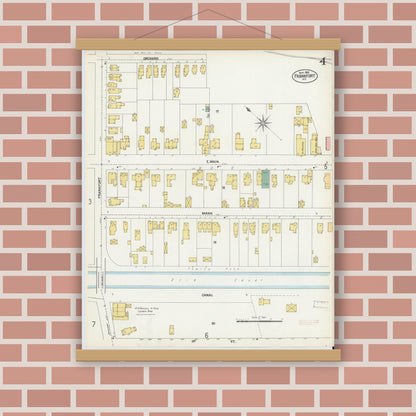 Old map wall art mockup — magnetic wood frame on brick wall — Sanborn Fire Insurance Map from Frankfort, Herkimer County, New York (1902), Sheet #0004