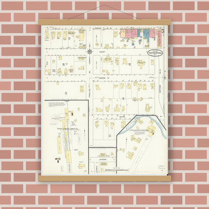 Old map wall art mockup — magnetic wood frame on brick wall — Sanborn Fire Insurance Map from Tarpon Springs, Pinellas County, Florida (1913), Sheet #0005