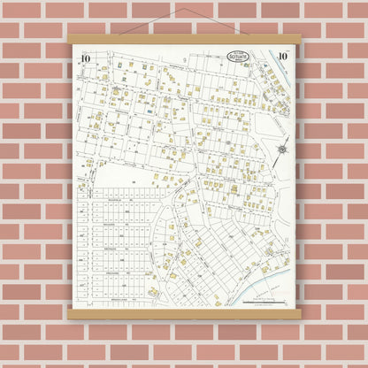 Old map wall art mockup — magnetic wood frame on brick wall — Sanborn Fire Insurance Map from Scituate, Plymouth County, Massachusetts (1926), Sheet #0010