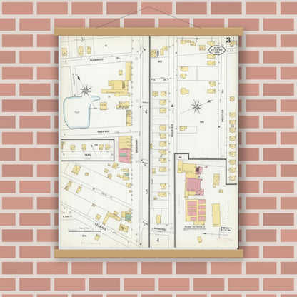 Old map wall art mockup — magnetic wood frame on brick wall — Sanborn Fire Insurance Map from Revere, Suffolk County, Massachusetts (1900), Sheet #0003