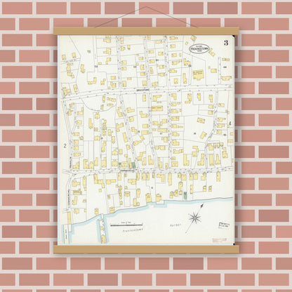 Old map wall art mockup — magnetic wood frame on brick wall — Sanborn Fire Insurance Map from Provincetown, Barnstable County, Massachusetts (1902), Sheet #0003