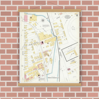 Old map wall art mockup — magnetic wood frame on brick wall — Sanborn Fire Insurance Map from Salem, Salem County, New Jersey (1909) - Complete Map Set