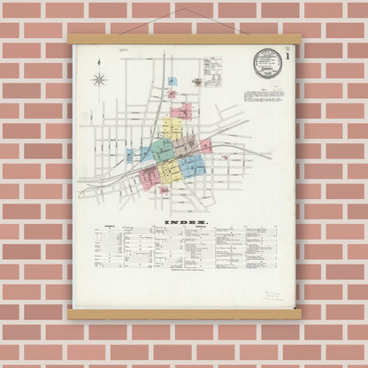 Old map wall art mockup — magnetic wood frame on brick wall — Sanborn Fire Insurance Map from Corry, Erie County, Pennsylvania (1897) - Complete Map Set