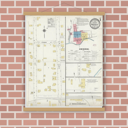 Old map wall art mockup — magnetic wood frame on brick wall — Sanborn Fire Insurance Map from Knoxville, Tioga County, Pennsylvania (1911) - Complete Map Set