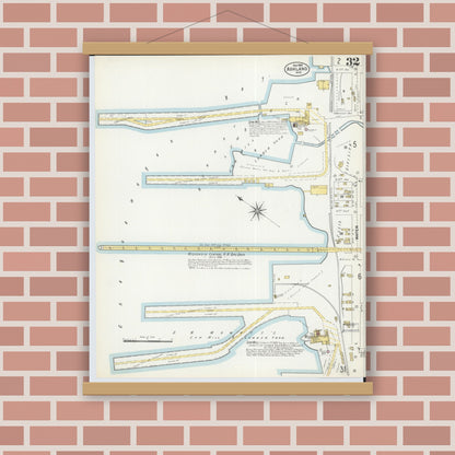 Old map wall art mockup — magnetic wood frame on brick wall — Sanborn Fire Insurance Map from Ashland, Ashland County, Wisconsin (1901), Sheet #0032