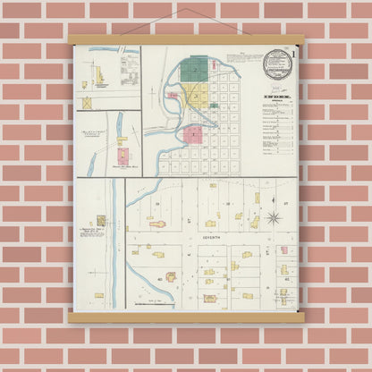 Old map wall art mockup — magnetic wood frame on brick wall — Sanborn Fire Insurance Map from Lanesboro, Fillmore County, Minnesota (1894) - Complete Map Set