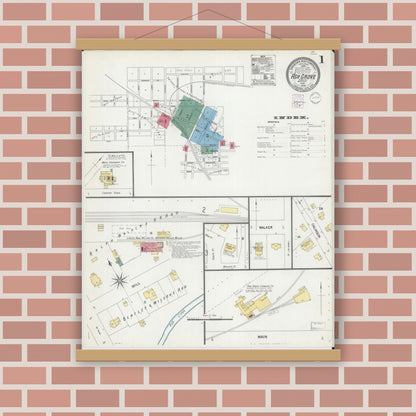 Old map wall art mockup — magnetic wood frame on brick wall — Sanborn Fire Insurance Map from Ash Grove, Greene County, Missouri (1902) - Complete Map Set