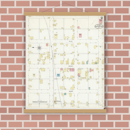 Old map wall art mockup — magnetic wood frame on brick wall — Sanborn Fire Insurance Map from Darlington, Beaver County, Pennsylvania (1906), Sheet #0002