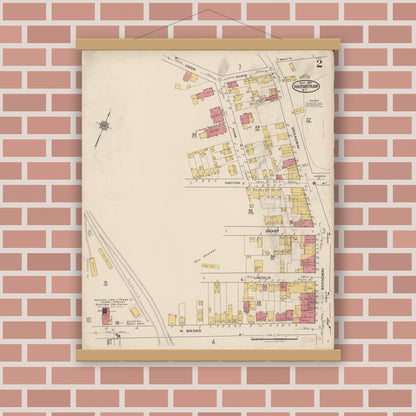 Old map wall art mockup — magnetic wood frame on brick wall — Sanborn Fire Insurance Map from Haverstraw, Rockland County, New York (1921) - Complete Map Set