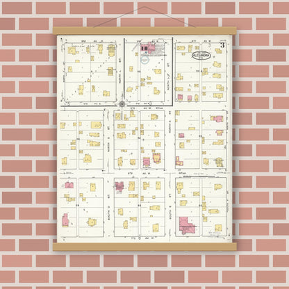Old map wall art mockup — magnetic wood frame on brick wall — Sanborn Fire Insurance Map from Alexandria, Douglas County, Minnesota (1922), Sheet #0003