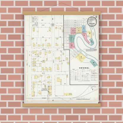 Old map wall art mockup — magnetic wood frame on brick wall — Sanborn Fire Insurance Map from Orange, Orange County, Texas (1896) - Complete Map Set