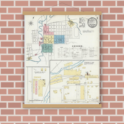 Old map wall art mockup — magnetic wood frame on brick wall — Sanborn Fire Insurance Map from Philipsburg, Centre County, Pennsylvania (1892) - Complete Map Set