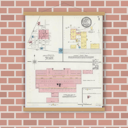 Old map wall art mockup — magnetic wood frame on brick wall — Sanborn Fire Insurance Map from Alexandria, Madison County, Indiana (1892) - Complete Map Set