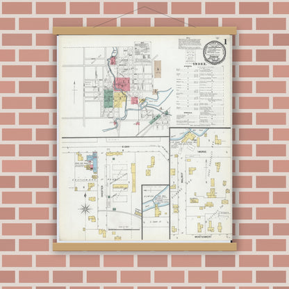 Old map wall art mockup — magnetic wood frame on brick wall — Sanborn Fire Insurance Map from Sparta, Monroe County, Wisconsin (1900) - Complete Map Set