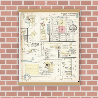 Old map wall art mockup — magnetic wood frame on brick wall — Sanborn Fire Insurance Map from Atlantic, Cass County, Iowa (1883) â€” Complete Set