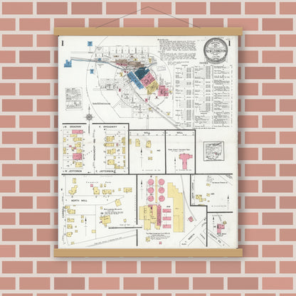 Old map wall art mockup — magnetic wood frame on brick wall — Sanborn Fire Insurance Map from New Lexington, Perry County, Ohio (1926) - Complete Map Set