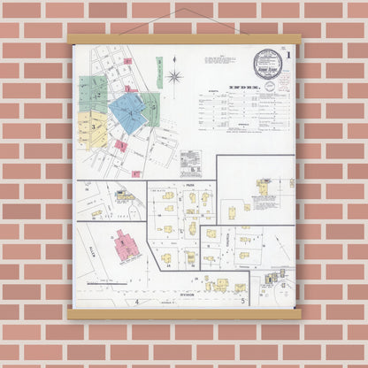 Old map wall art mockup — magnetic wood frame on brick wall — Sanborn Fire Insurance Map from Bonne Terre, Saint Francois County, Missouri (1900) - Complete Map Set