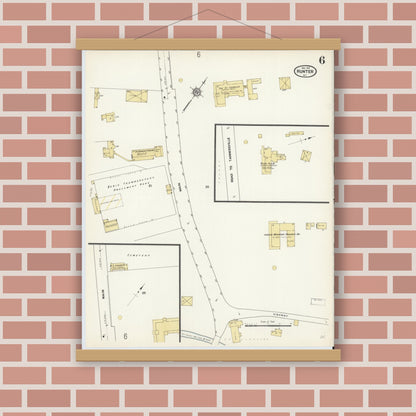 Old map wall art mockup — magnetic wood frame on brick wall — Sanborn Fire Insurance Map from Hunter, Greene County, New York (1912), Sheet #0006