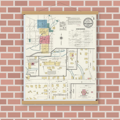 Old map wall art mockup — magnetic wood frame on brick wall — Sanborn Fire Insurance Map from Buchanan, Berrien County, Michigan (1911) - Complete Map Set